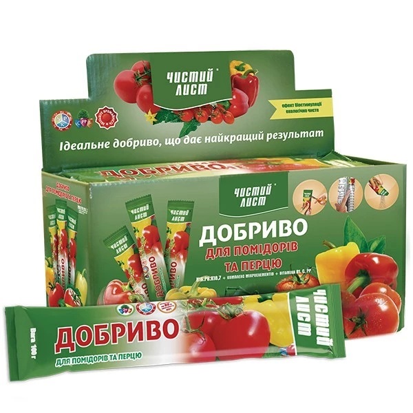 Чистий лист 100 г добриво для помідорів і перцю 5615 фото 1