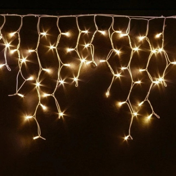 Гирлянда Новый Год Бахрома УЛ ФЛЭШ БЕЛЫЙ желтая 100 LED (3 x 0.5 x 0.7 м) 19934 фото 1