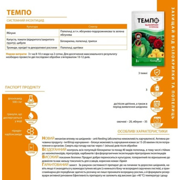 Инсектицид Темпо 3г для борьбы с равнокрылыми вредителями 64798 фото 2