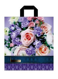 Пакет петля Цветы violet (38*42)(25уп)