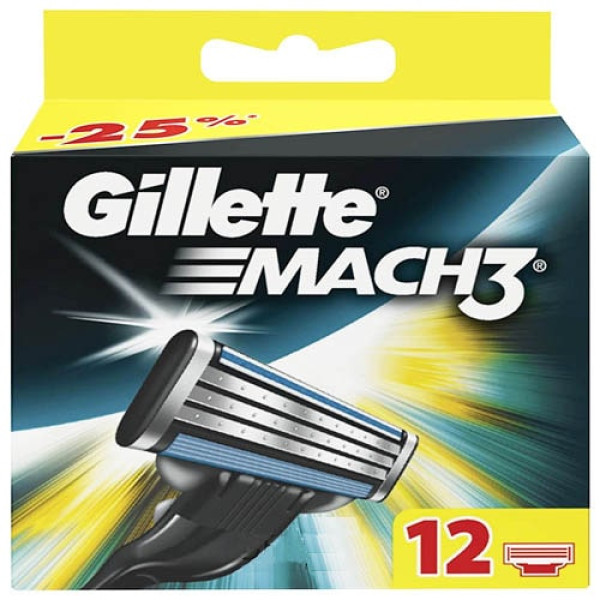 Кассеты для бритья Gilette Mach 3 лезвия (12шт/бл) 2232 55912 фото 1