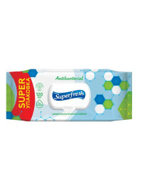 Салфетки влажные с клапаном 120шт. с клапаном SuperFresh Антибактериальные (12шт/ящ)