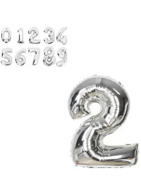 Фольгированный шарик серебро цифра 2 арт.23231-2-6 роз.М-32см