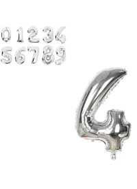 Фольгированный шарик серебро цифра 4 арт.23231-2-6 роз.М-32см