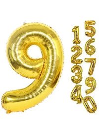 Фольгированный шарик золото цифра "9"
