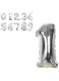 Фольгированный шарик серебро цифра 1 арт.23231-2-6 роз.М-32см