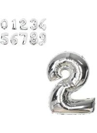 Фольгированный шарик серебро цифра 2 арт.23231-2-6 роз.М-32см