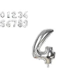 Фольгированный шарик серебро цифра 4 арт.23231-2-6 роз.М-32см