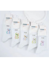 Носки подростковые белый рисунок Мишка Микс Fashion (р.22-24)