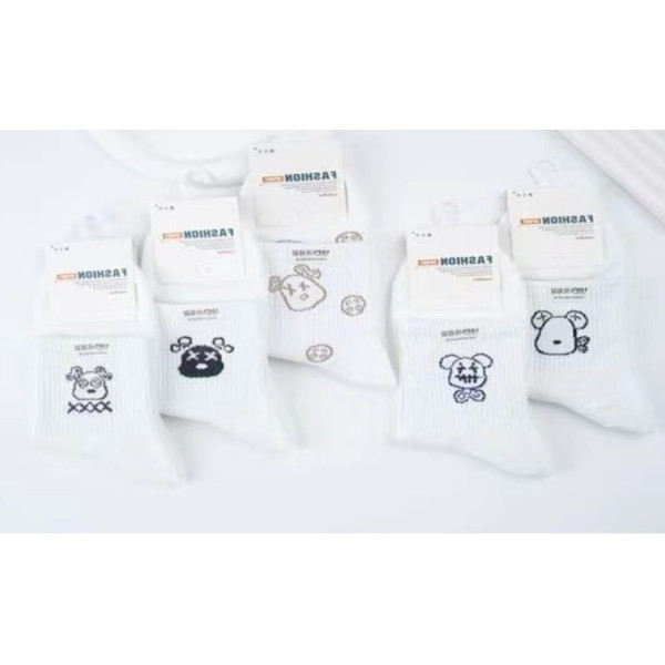 Носки подростковые белые с мордашками Fashion (р.22-24) 56178 фото 1