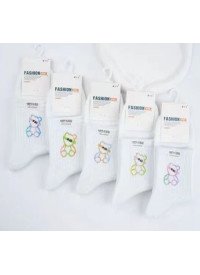 Носки подростковые белый рисунок Мишка Микс Fashion (р.22-24)