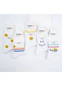 Носки подростковые белые с желтыми смайликами Fashion (р.22-24)
