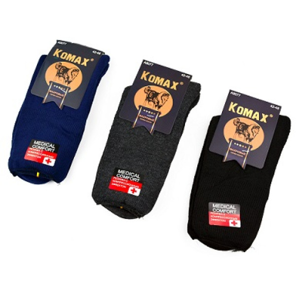 Носки мужские махровые (медецинские) ассорти темные Komax A9077 42-48р (12уп/240меш) 53083 фото 1