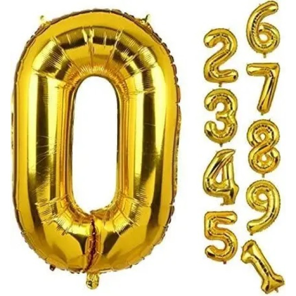 Фольгована  кулька золото цифра "0" 54370 фото 1
