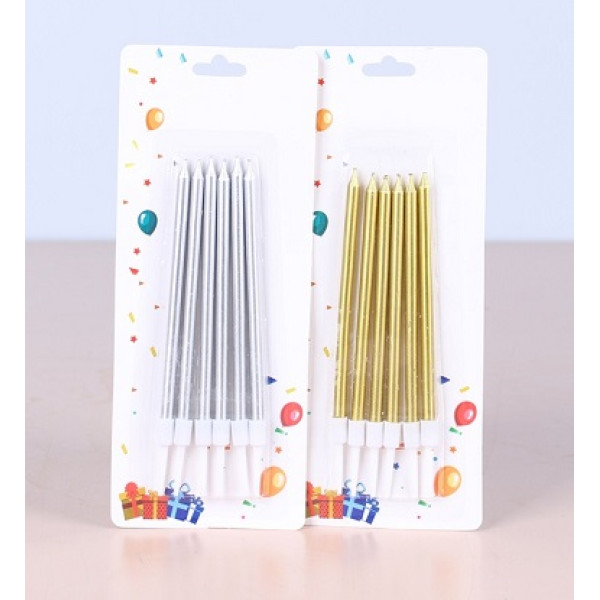 Свічки для торта металік 6 шт. золото 49411 фото 1