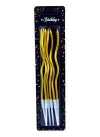 Свічки для торту хвилясті 6шт, 13см золоті арт.5322