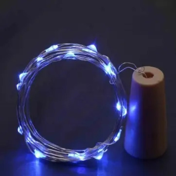 Гірлянда пробка роса на батарейках 20 LED, 2м, синій  1961-02 47748 фото 1