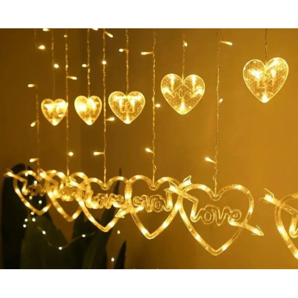 Гірлянда сердечки Love жовта 20022-10-2 3м на 3 батарейки R6+USB  30шт/ящ 55931 фото 1
