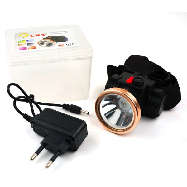 Ліхтарик на лоб 1 LED  з акумулятором арт.020 (150шт/ящ) 54575 фото 1