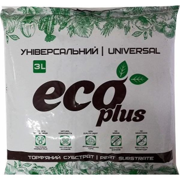 Універсальний торф'яний субстрат ECO PLUS 3 л — для квітів, овочів та розсади 19454 фото 1