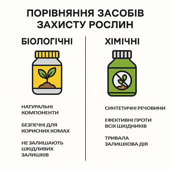 Порівняння біологічних та хімічних засобів захисту рослин